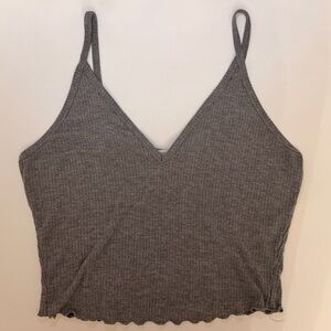 Gray Ribbed Women's Crop Cami